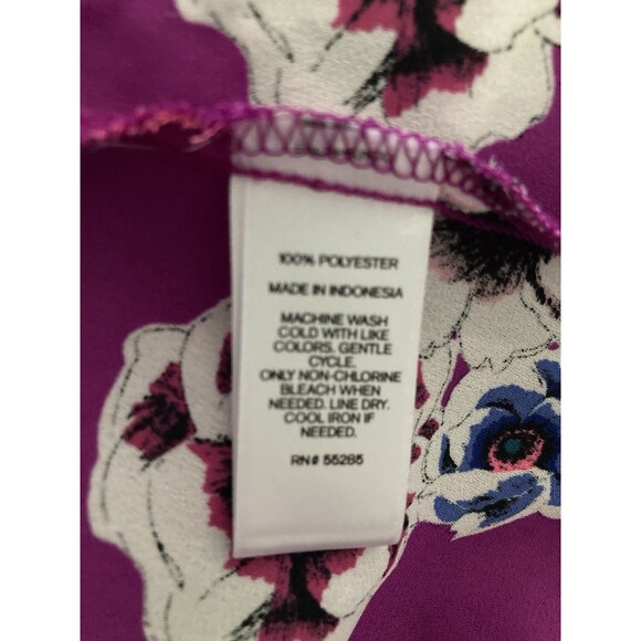 Express The Portofino Shirt Womens Sz Small Purple Floral Roll Tab Sleeve Mod - Picture 8 of 11